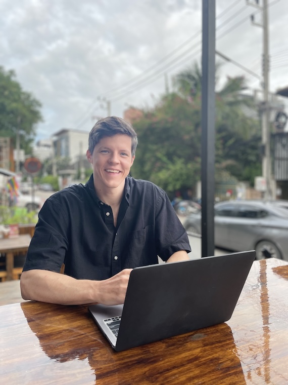 Photo of Jacob Bushmaker with his laptop
